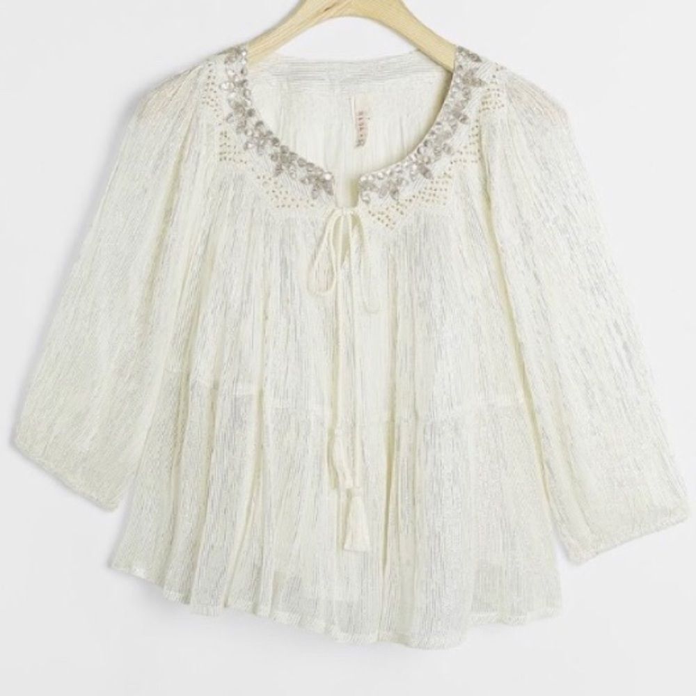 Raga Madi Shimmer Swing Blouse Anthropologie NWT M